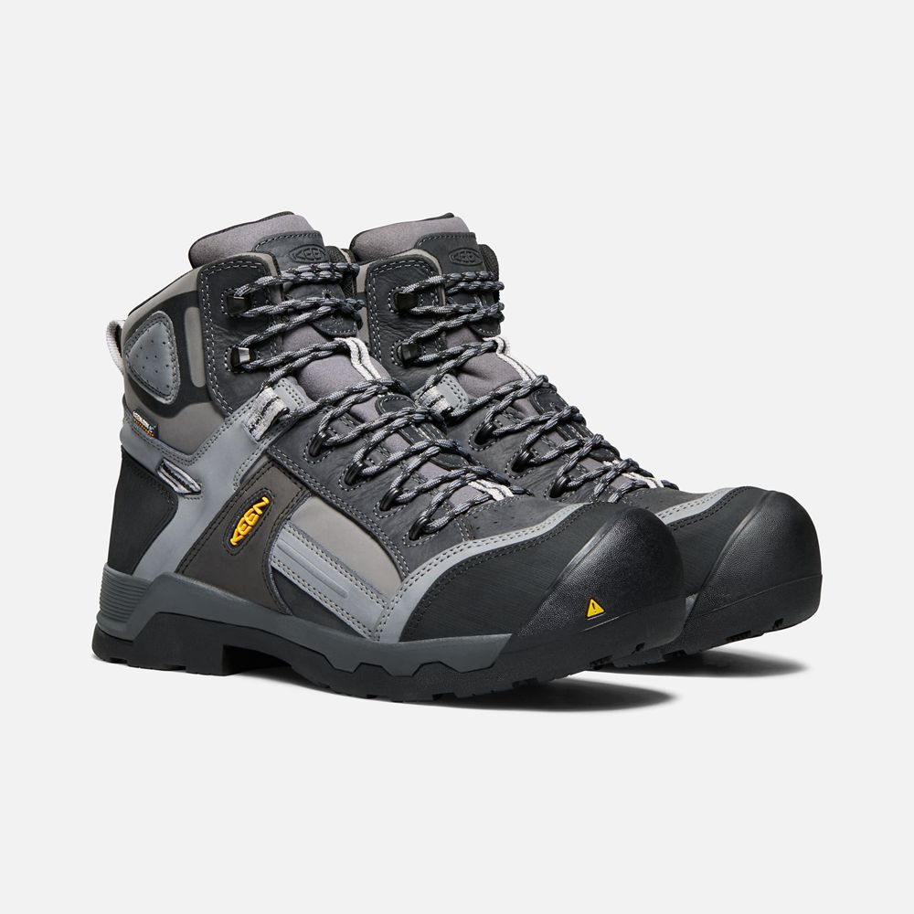 Keen Trekking Bot Erkek Koyu Gri - Davenport 6\" Insulated Waterproof (Composite Toe) - Türkiye JGXY0